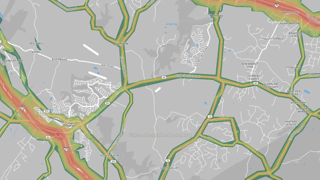 21754, MD Map of Noise Levels in 21754