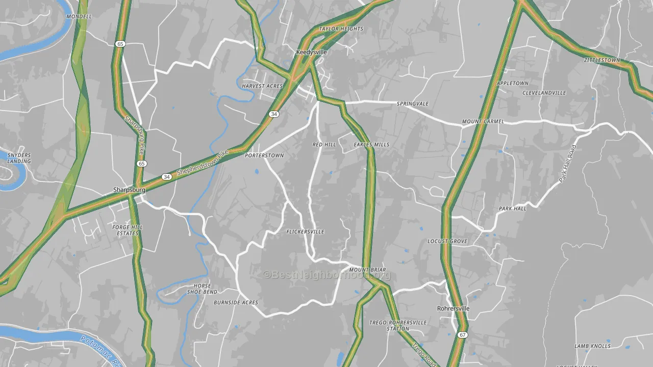 21756, MD Map of Noise Levels in 21756