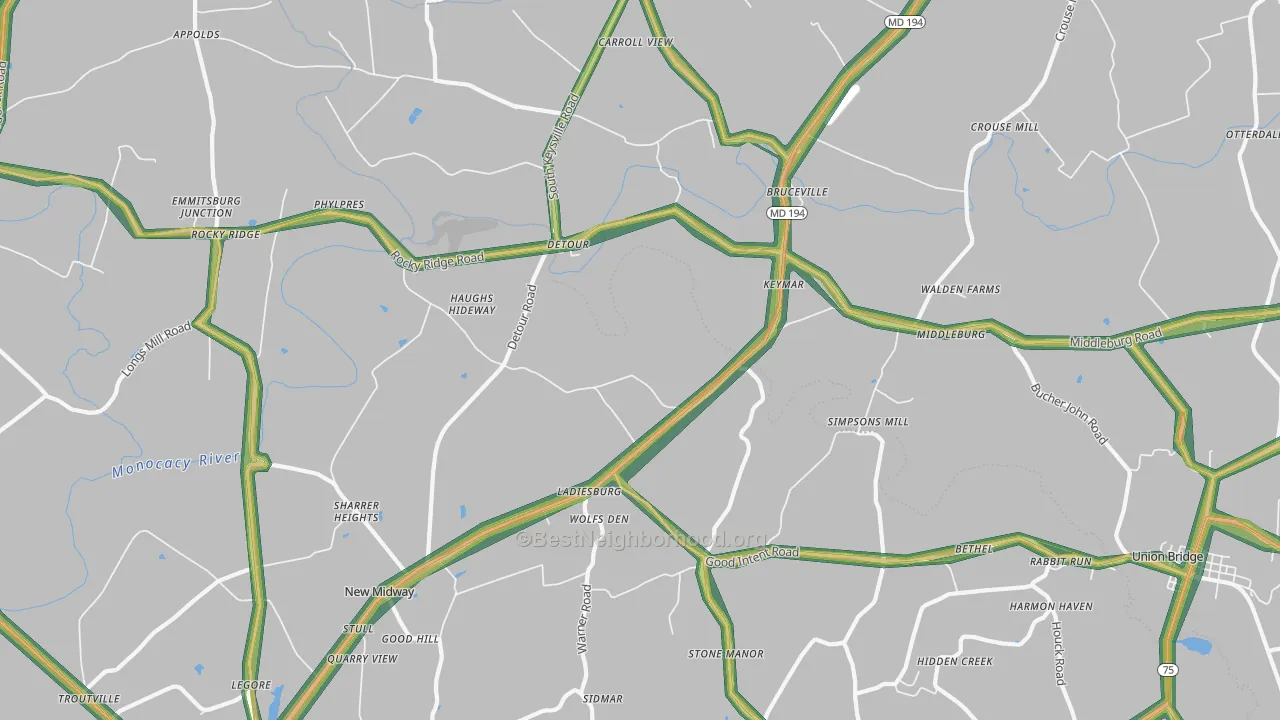 21757, MD Map of Noise Levels in 21757