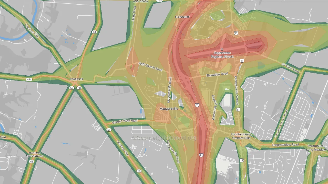 21767, MD Map of Noise Levels in 21767