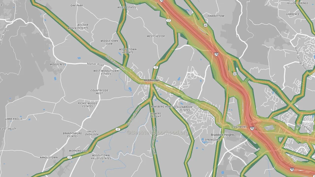 21769, MD Map of Noise Levels in 21769