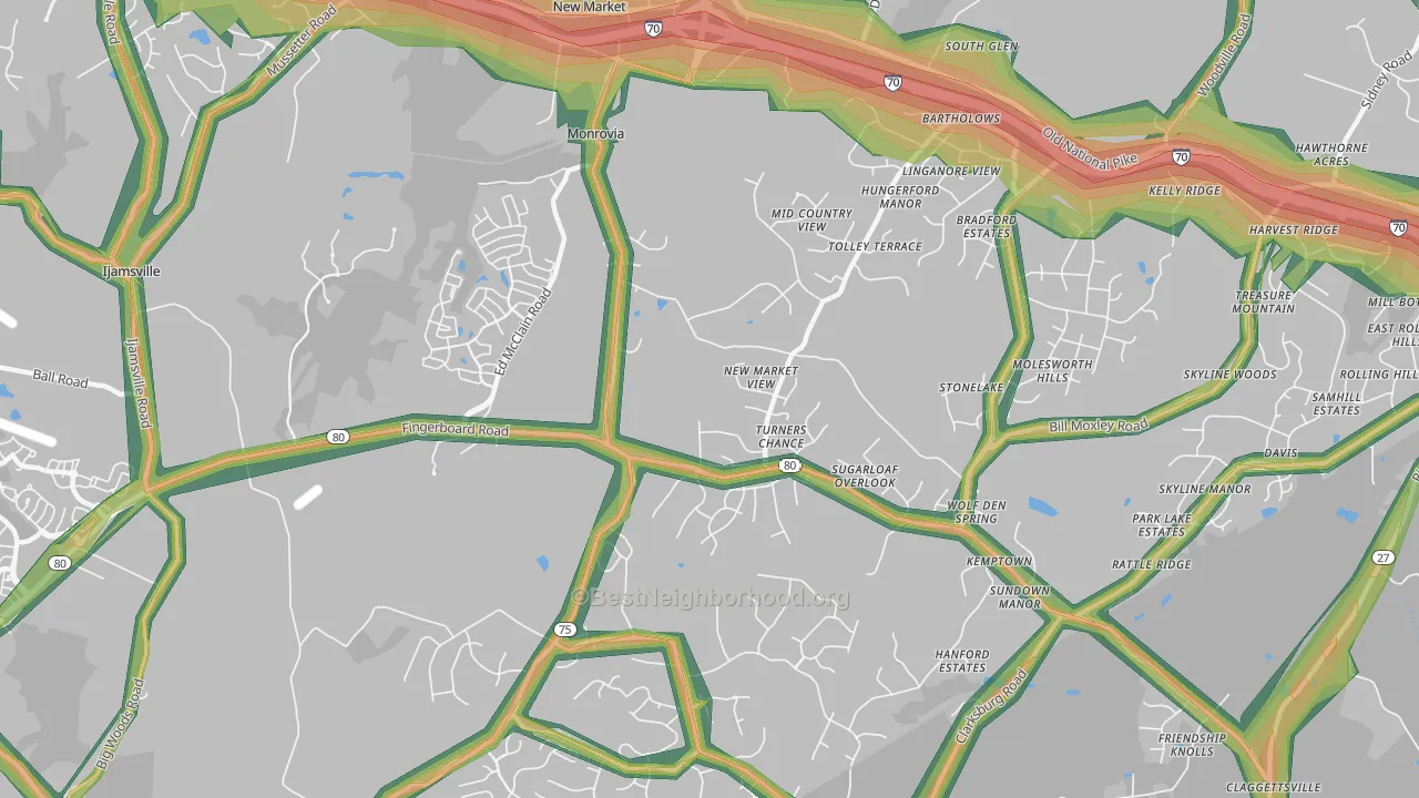 21770, MD Map of Noise Levels in 21770