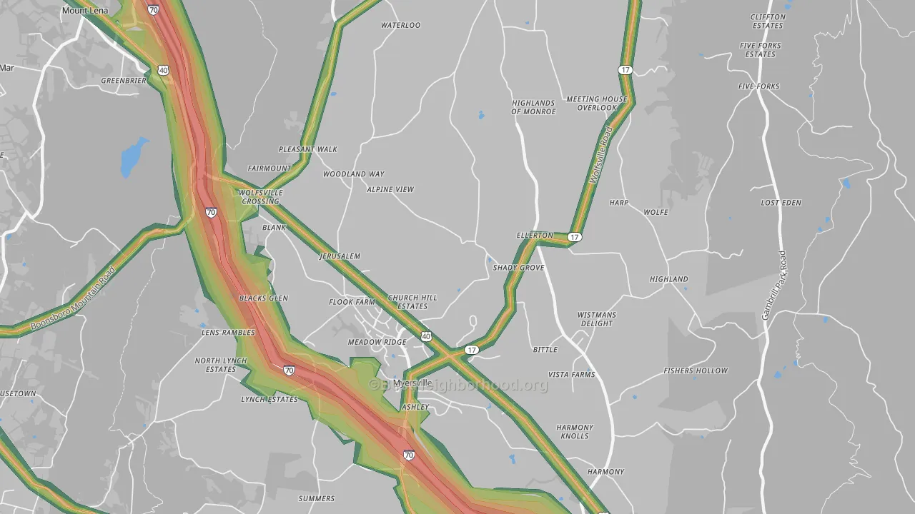 21773, MD Map of Noise Levels in 21773