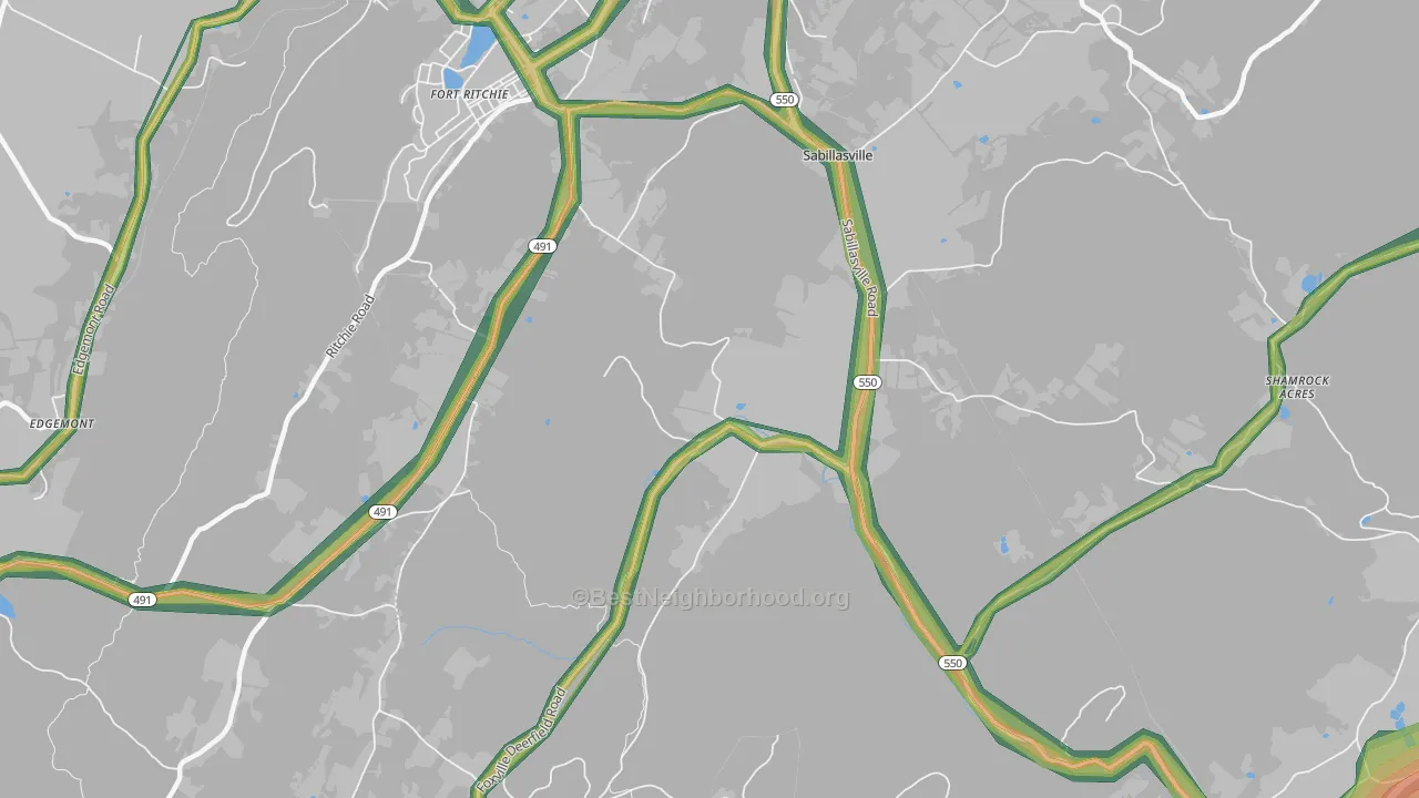 21780, MD Map of Noise Levels in 21780