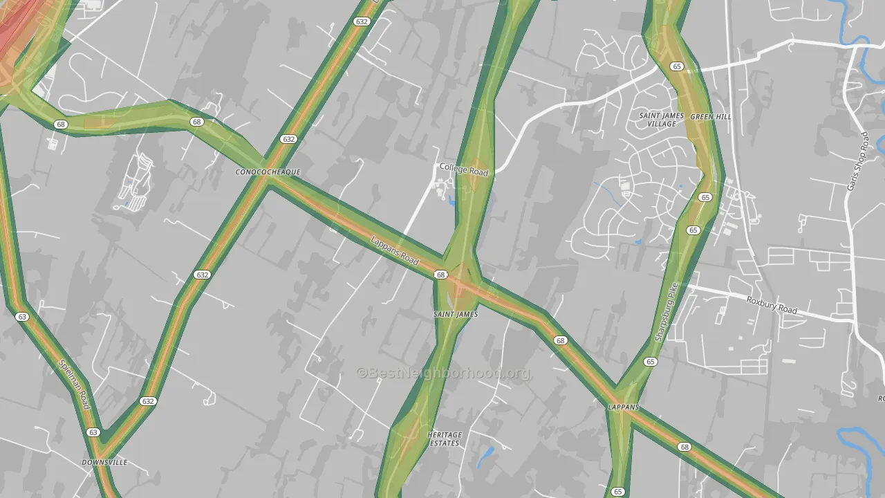 21781, MD Map of Noise Levels in 21781