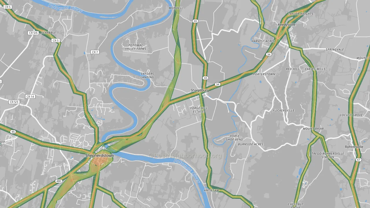 21782, MD Map of Noise Levels in 21782