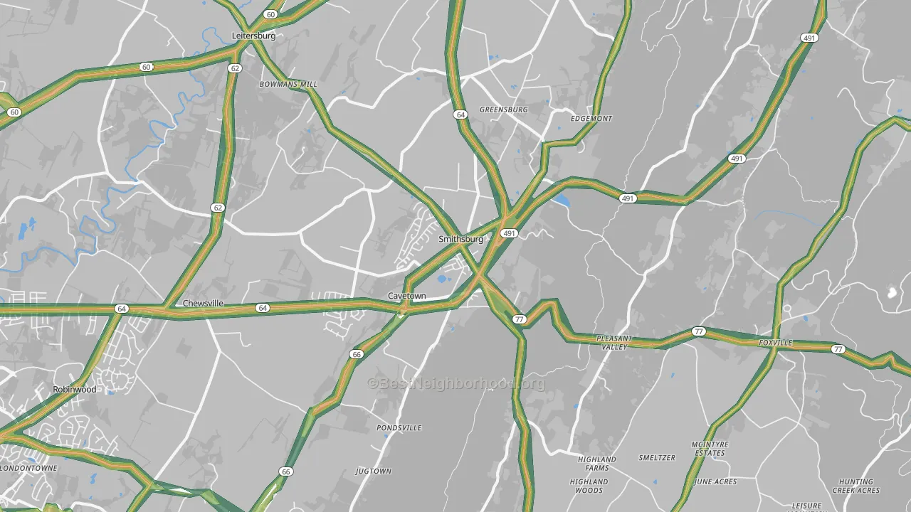 21783, MD Map of Noise Levels in 21783