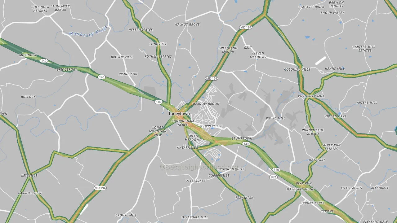 21787, MD Map of Noise Levels in 21787