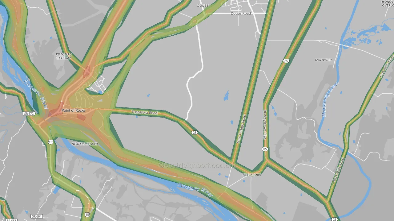 21790, MD Map of Noise Levels in 21790