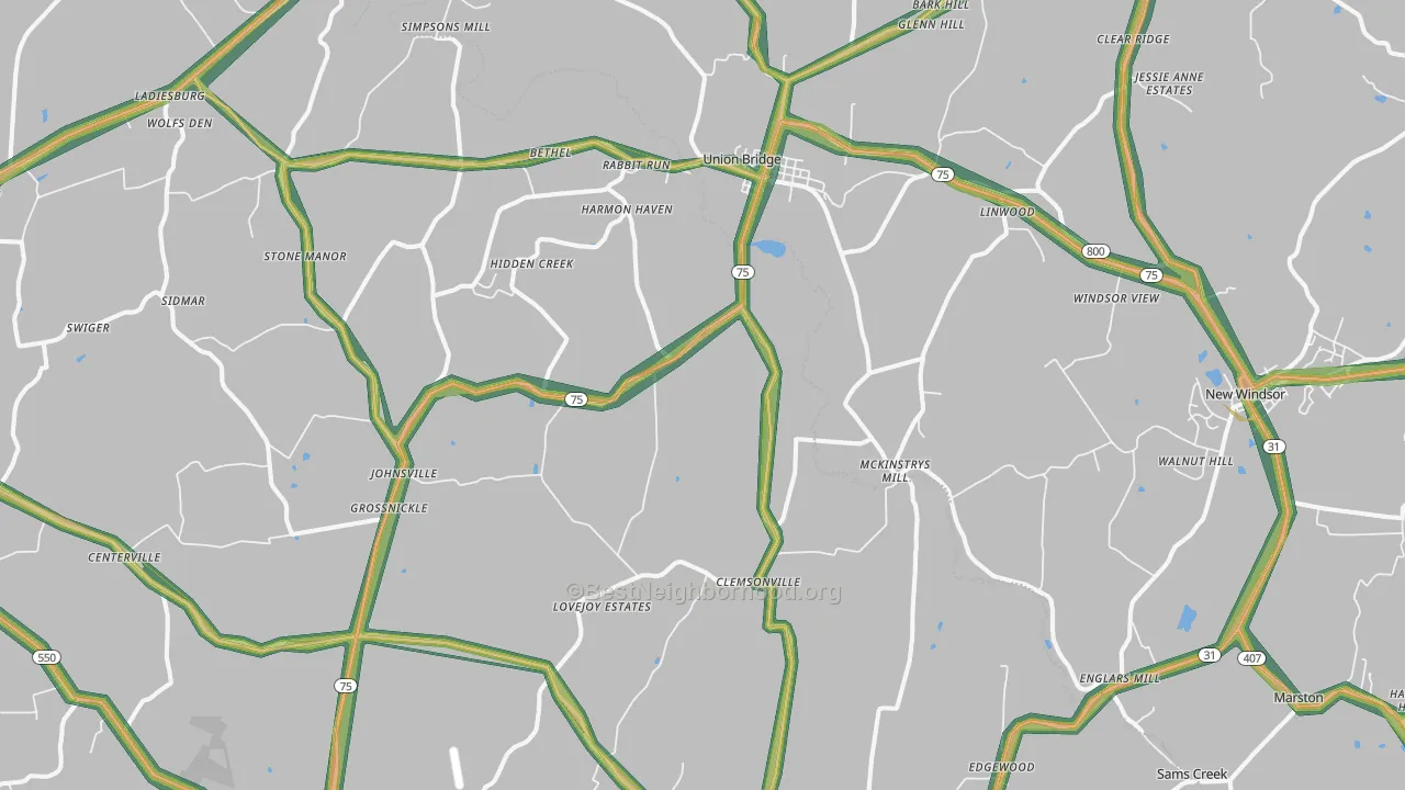21791, MD Map of Noise Levels in 21791