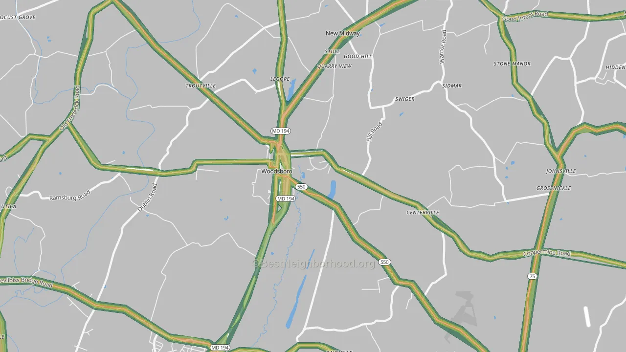 21798, MD Map of Noise Levels in 21798