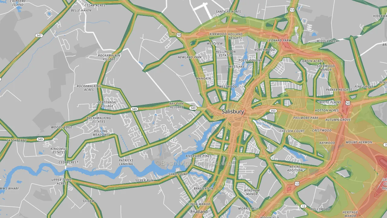 21801, MD Map of Noise Levels in 21801