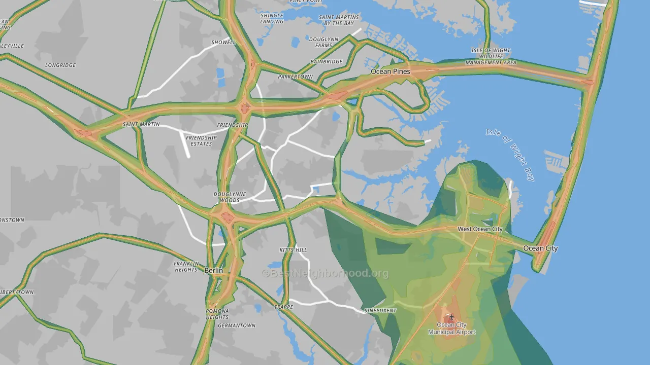 21811, MD Map of Noise Levels in 21811