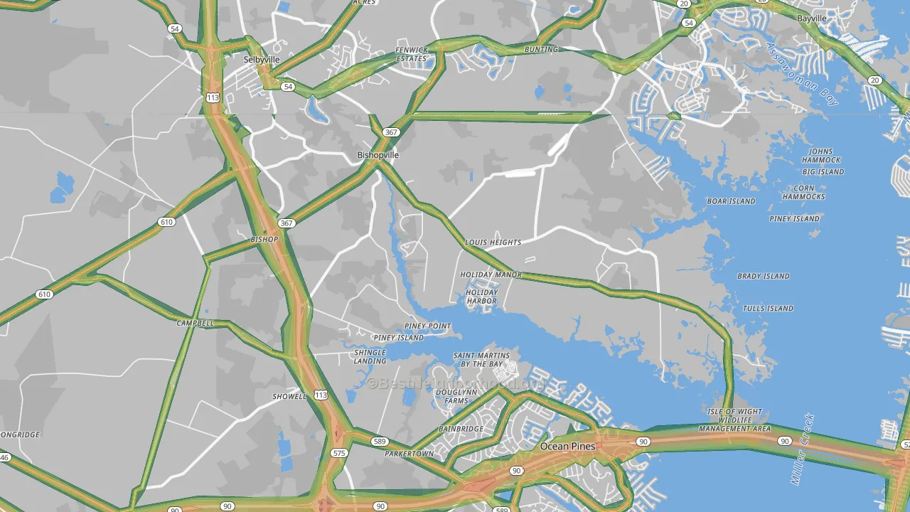21813, MD Map of Noise Levels in 21813