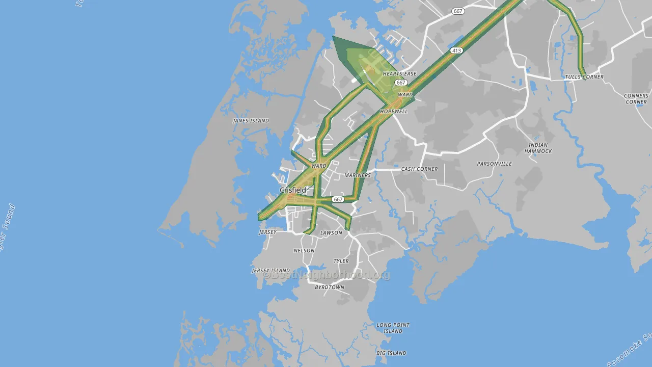 21817, MD Map of Noise Levels in 21817