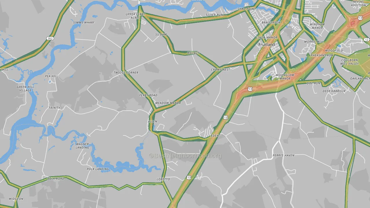 21822, MD Map of Noise Levels in 21822
