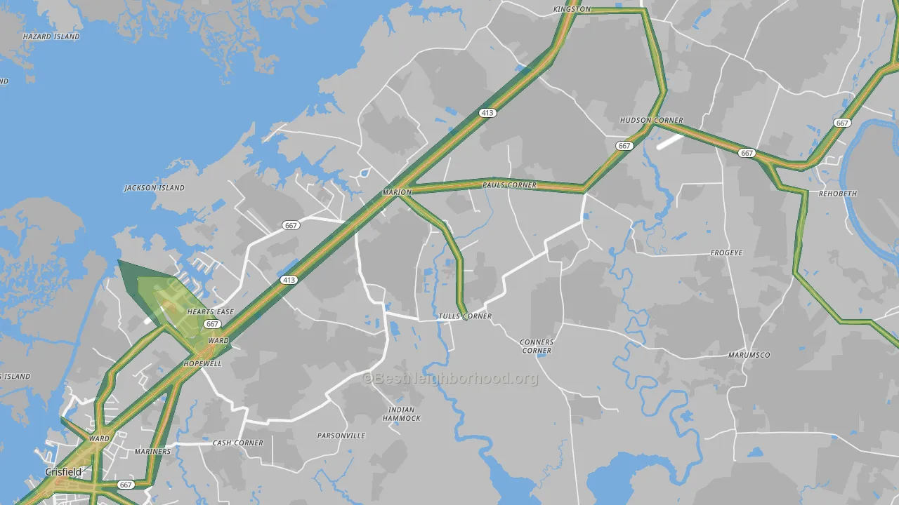 21838, MD Map of Noise Levels in 21838