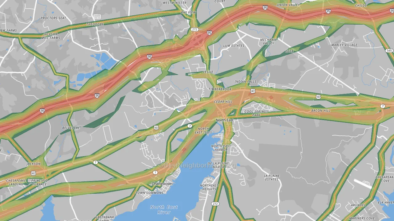 21901, MD Map of Noise Levels in 21901