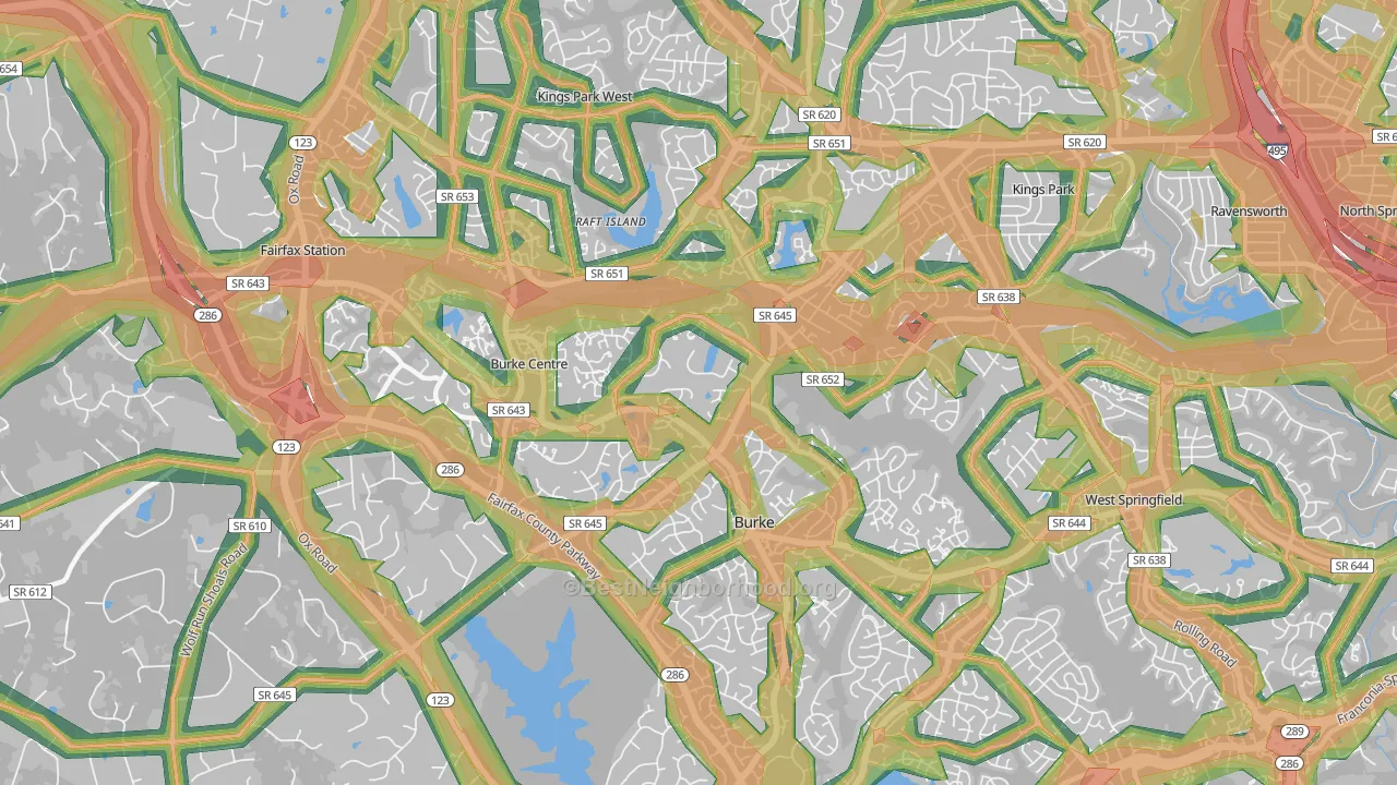22015, VA Map of Noise Levels in 22015