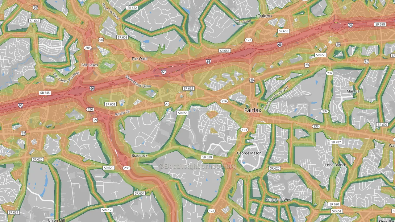 22030, VA Map of Noise Levels in 22030
