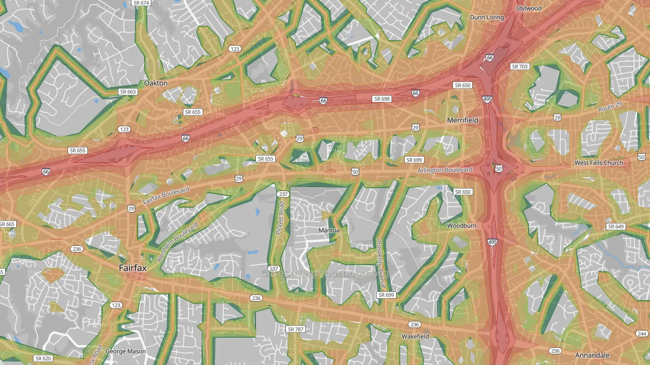 22031, VA Map of Noise Levels in 22031