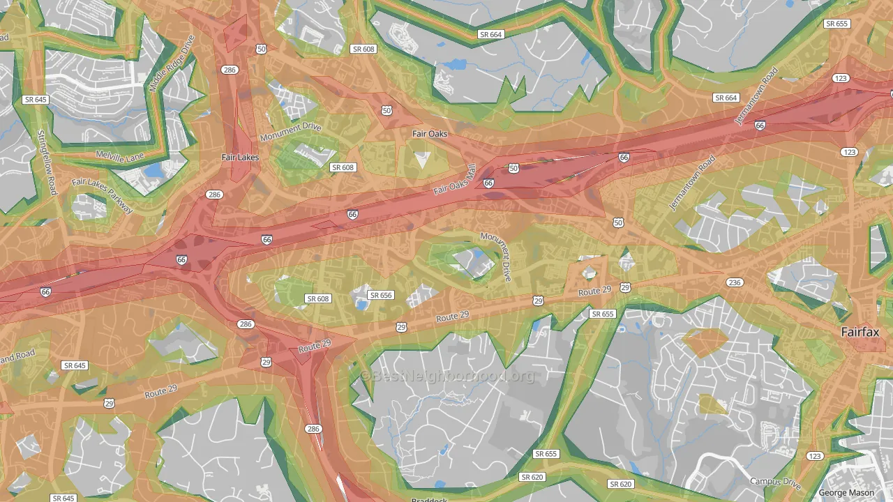 22035, VA Map of Noise Levels in 22035