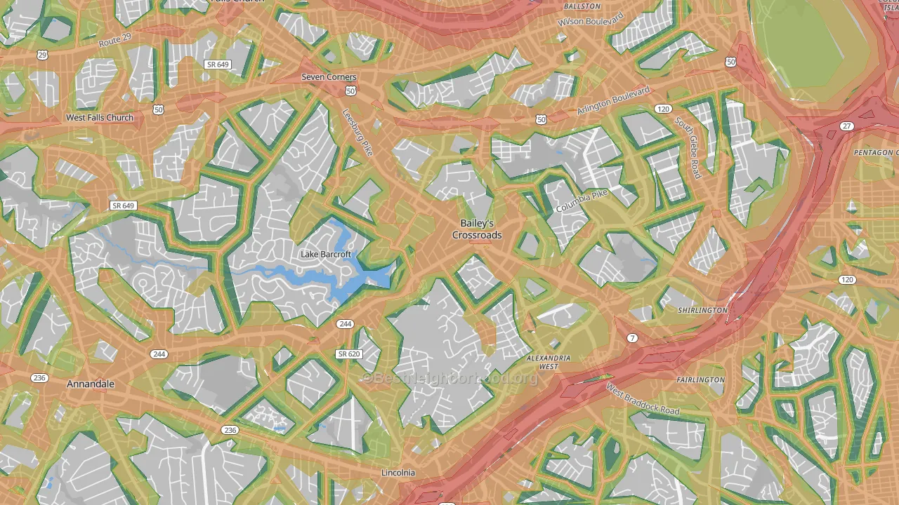 22041, VA Map of Noise Levels in 22041