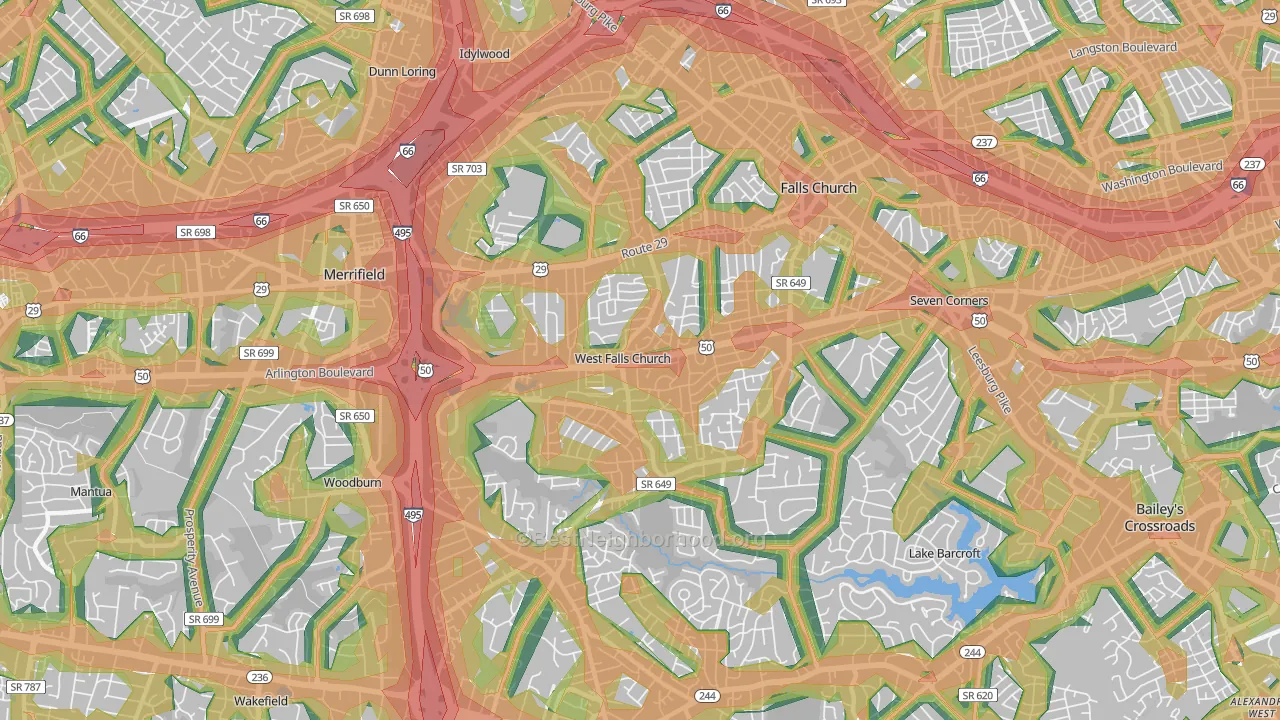 22042, VA Map of Noise Levels in 22042