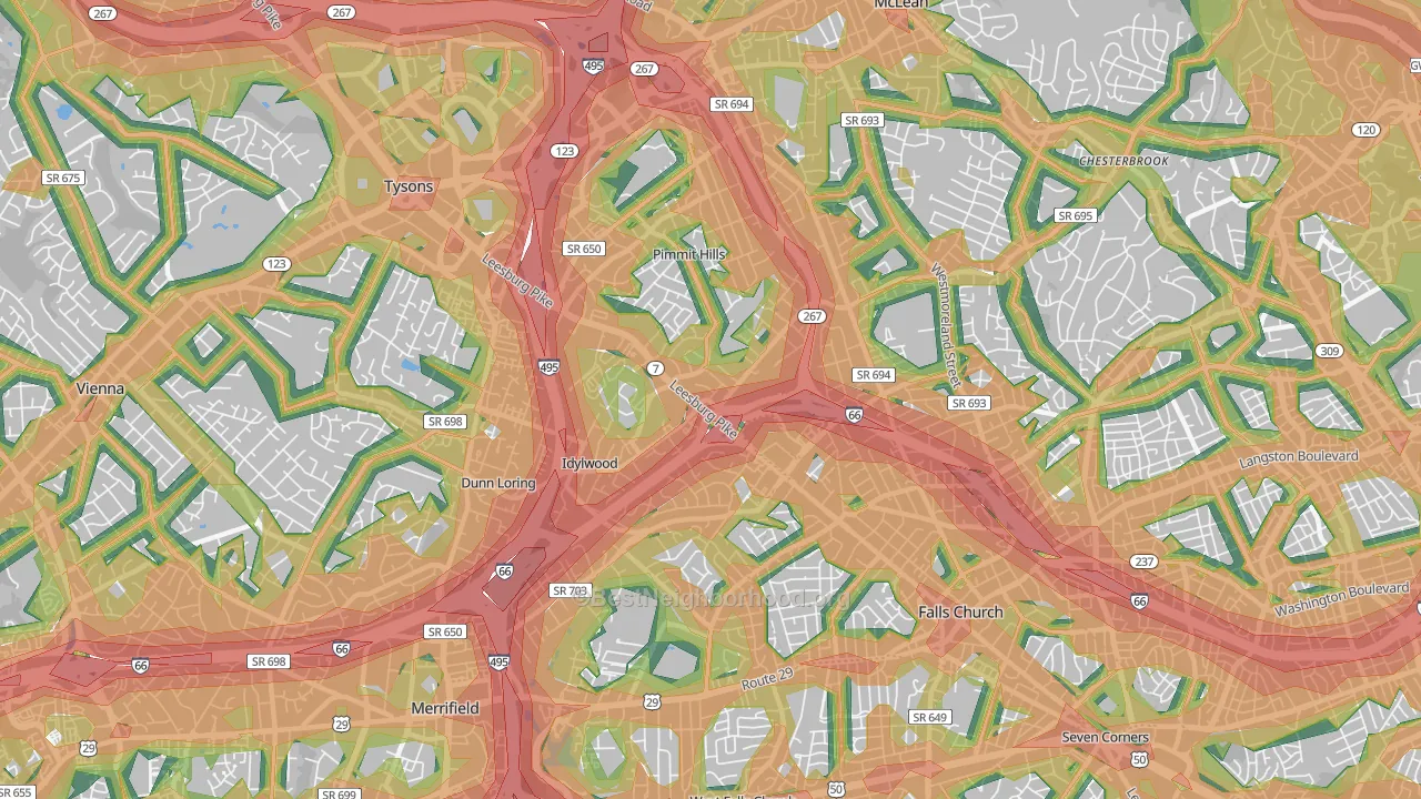 22043, VA Map of Noise Levels in 22043