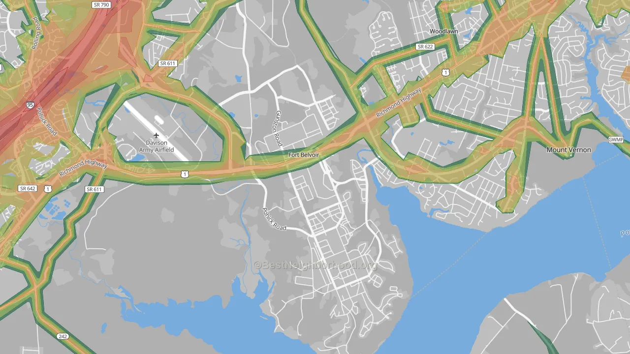 22060, VA Map of Noise Levels in 22060