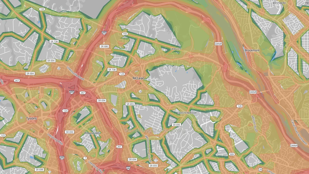 22101, VA Map of Noise Levels in 22101