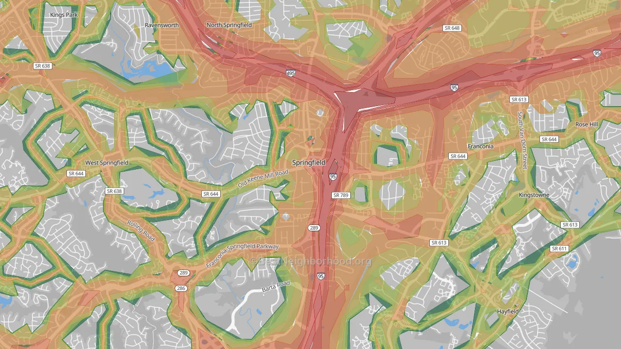 22150, VA Map of Noise Levels in 22150