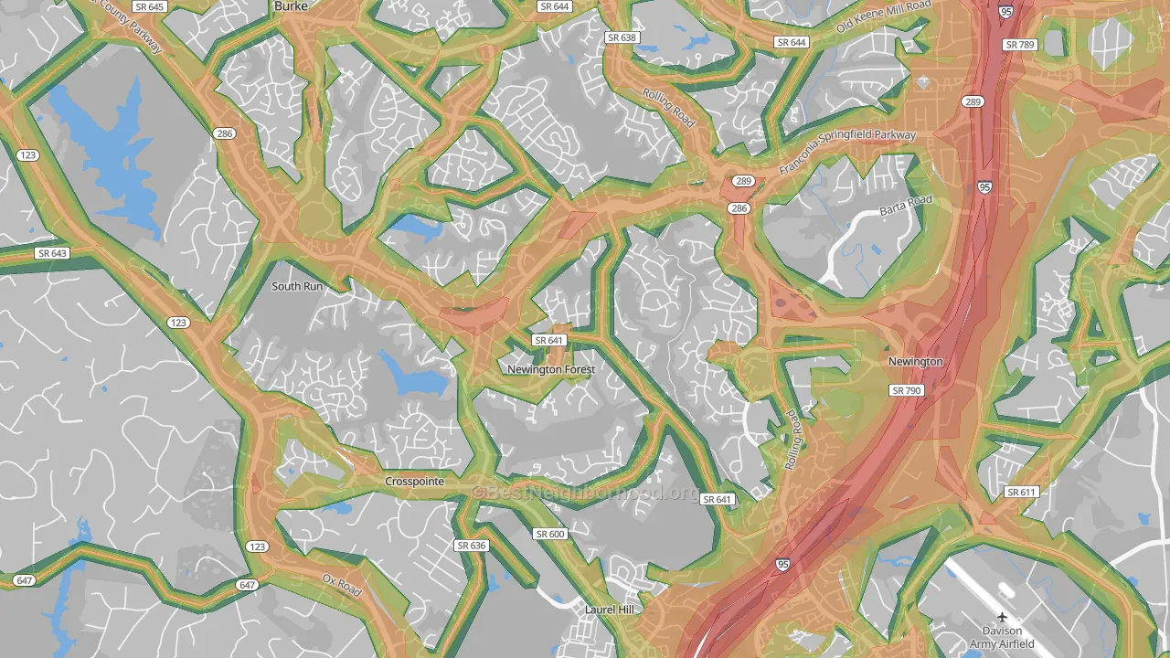 22153, VA Map of Noise Levels in 22153