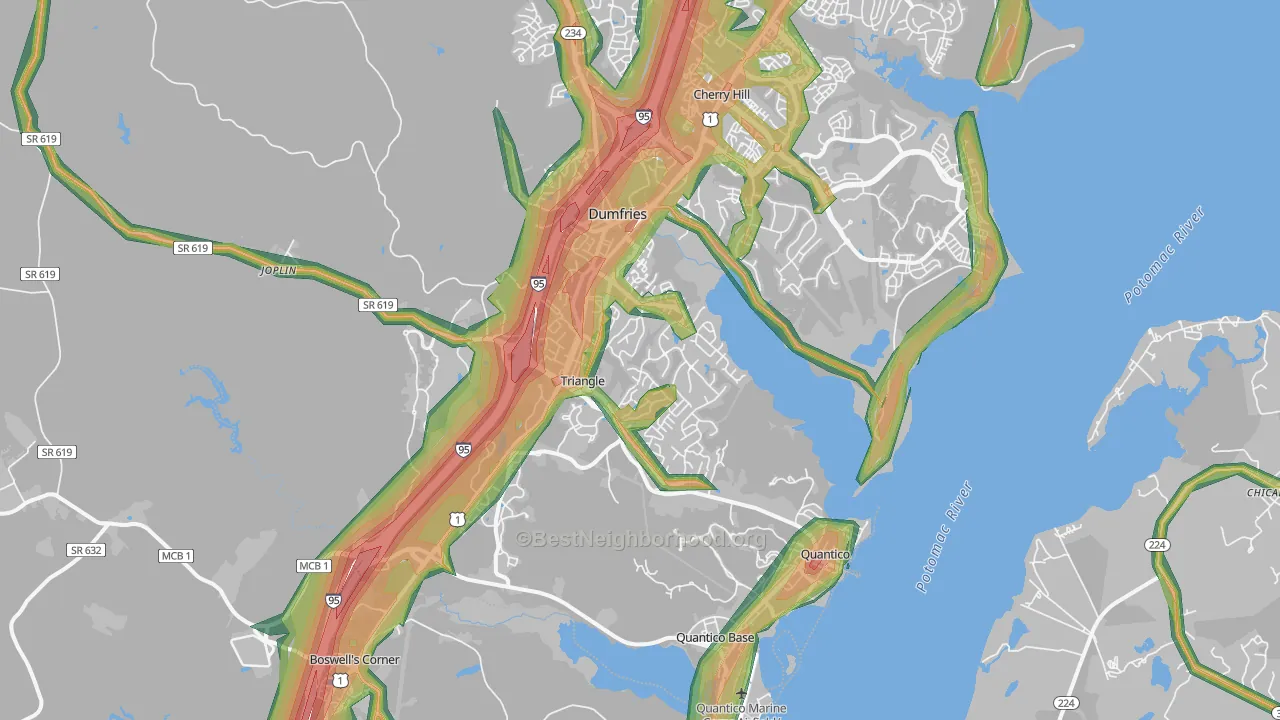 22172, VA Map of Noise Levels in 22172