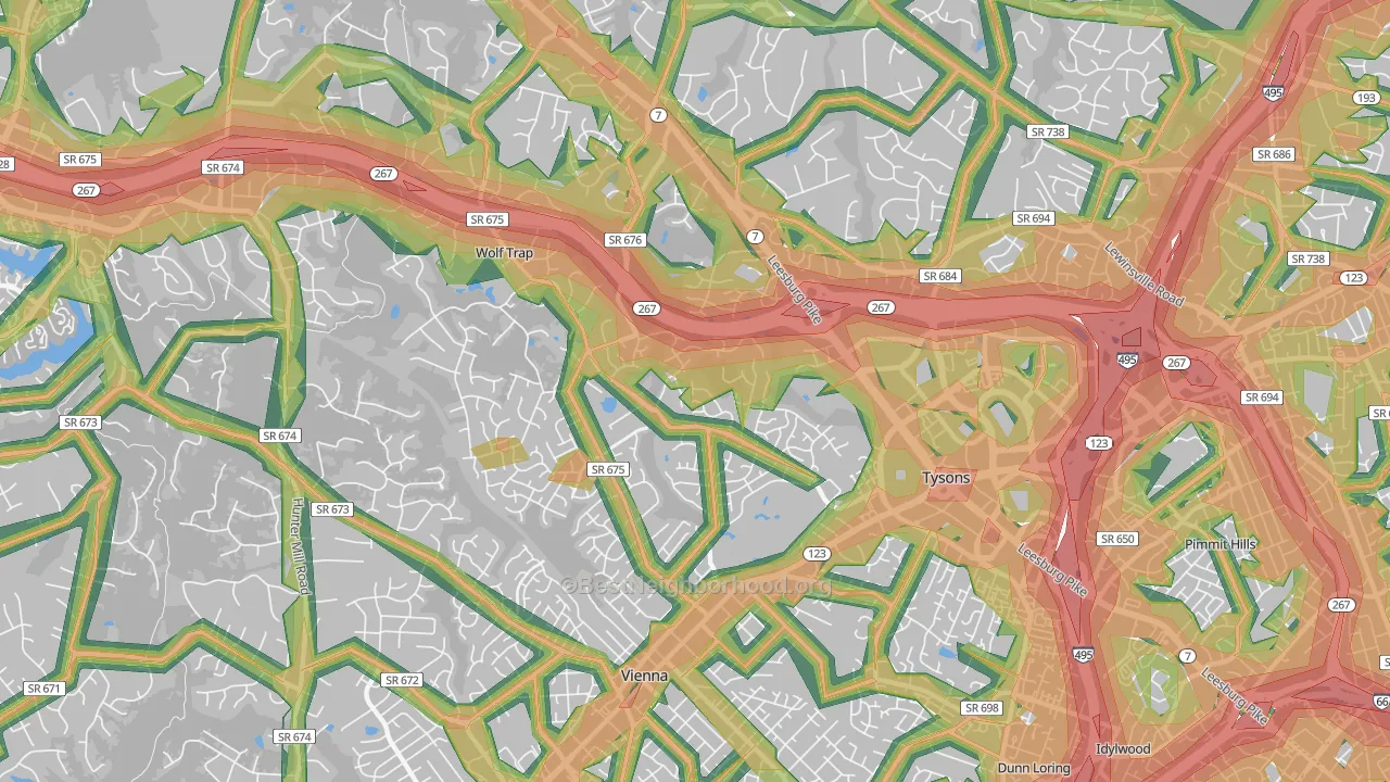 22182, VA Map of Noise Levels in 22182
