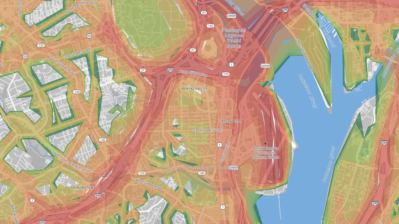 22202, VA Map of Noise Levels in 22202