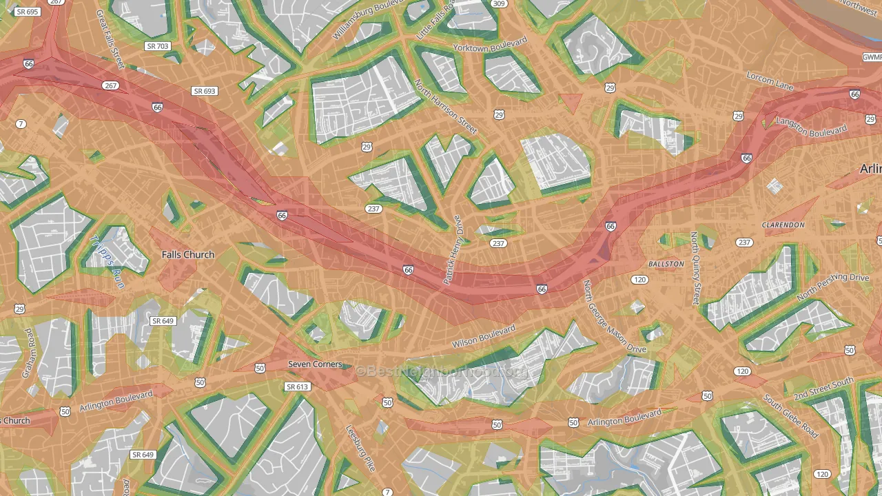 22205, VA Map of Noise Levels in 22205