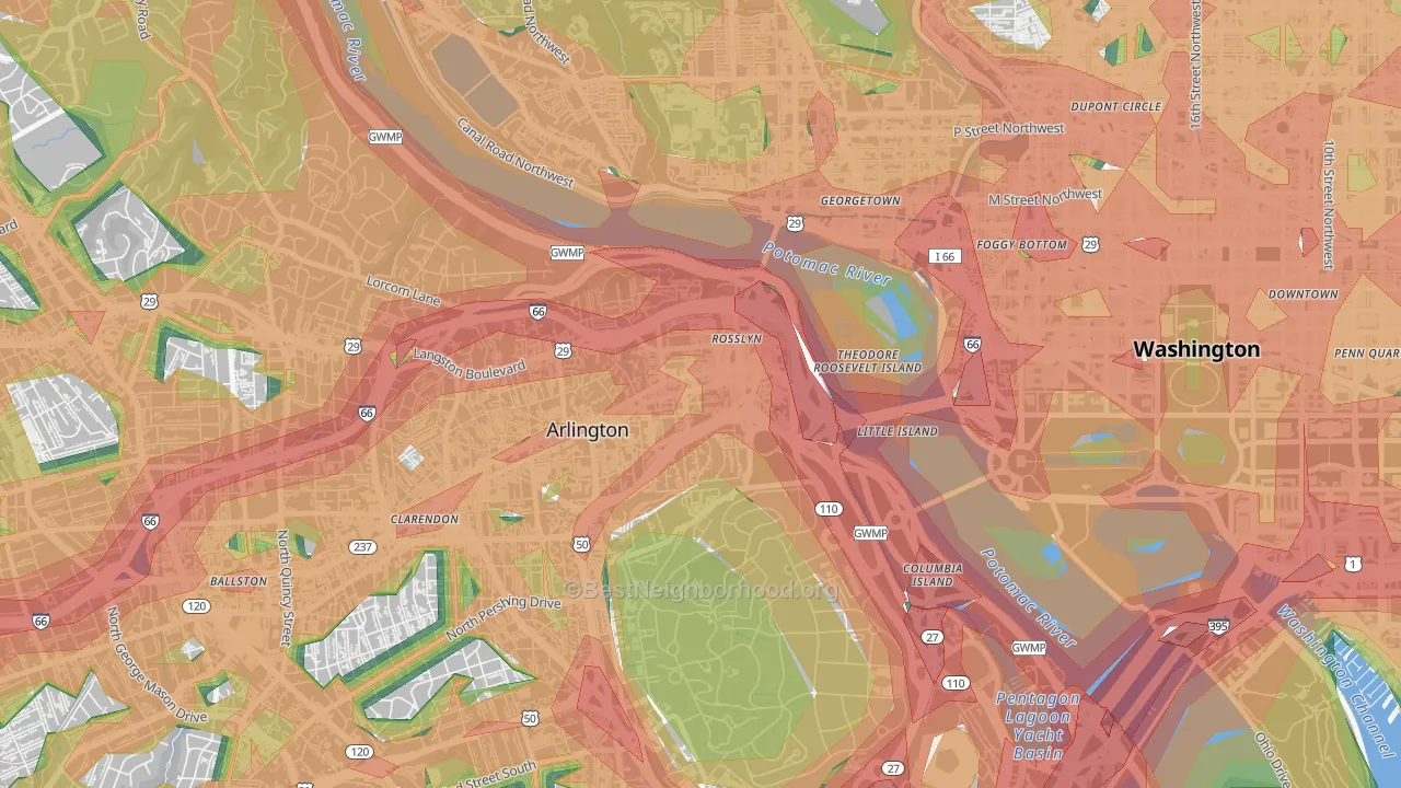 22209, VA Map of Noise Levels in 22209