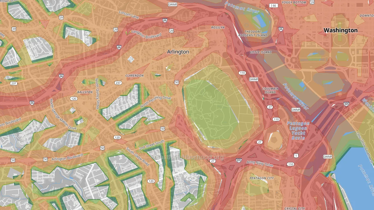 22211, VA Map of Noise Levels in 22211