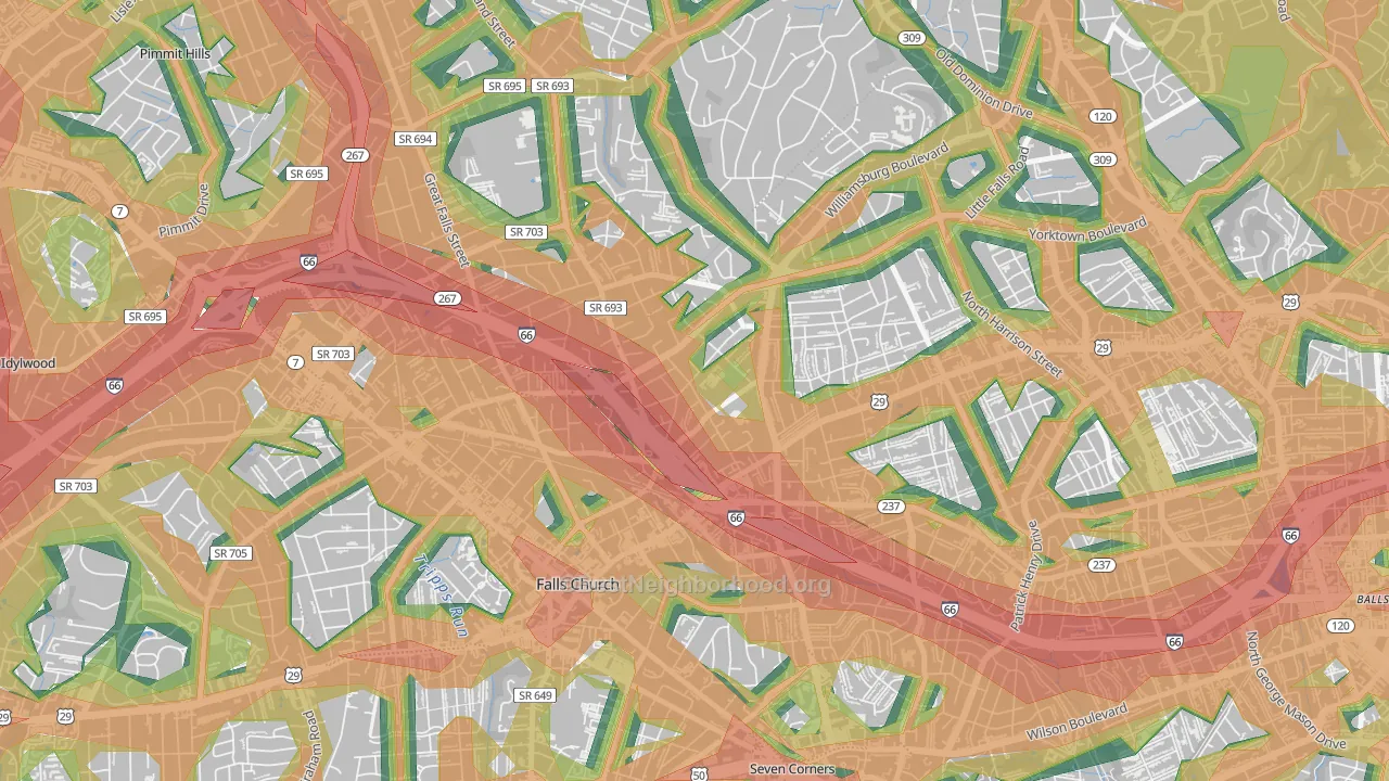 22213, VA Map of Noise Levels in 22213