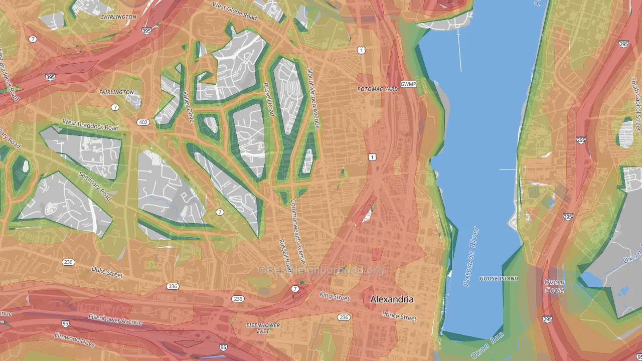 22301, VA Map of Noise Levels in 22301