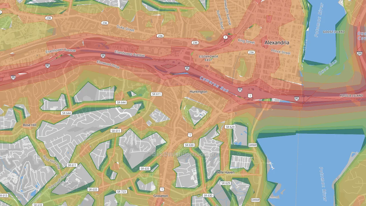 22303, VA Map of Noise Levels in 22303
