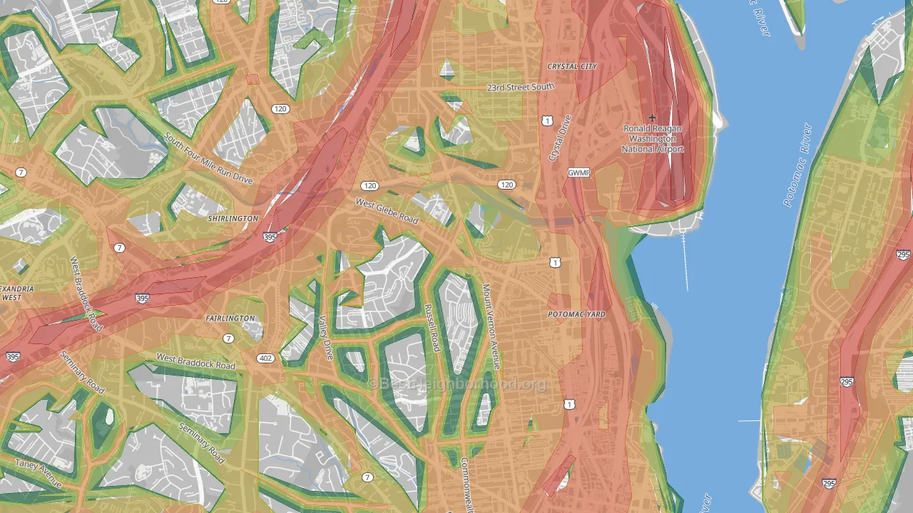 22305, VA Map of Noise Levels in 22305