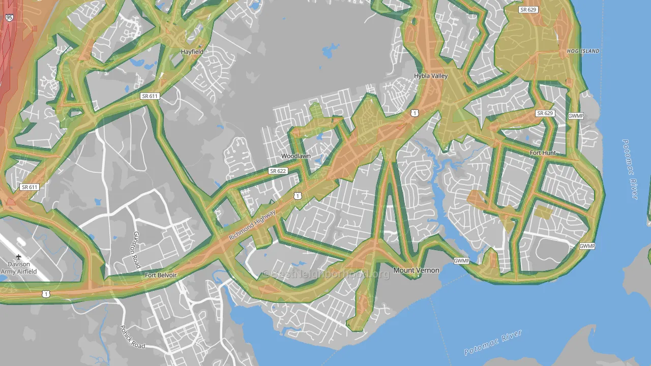 22309, VA Map of Noise Levels in 22309