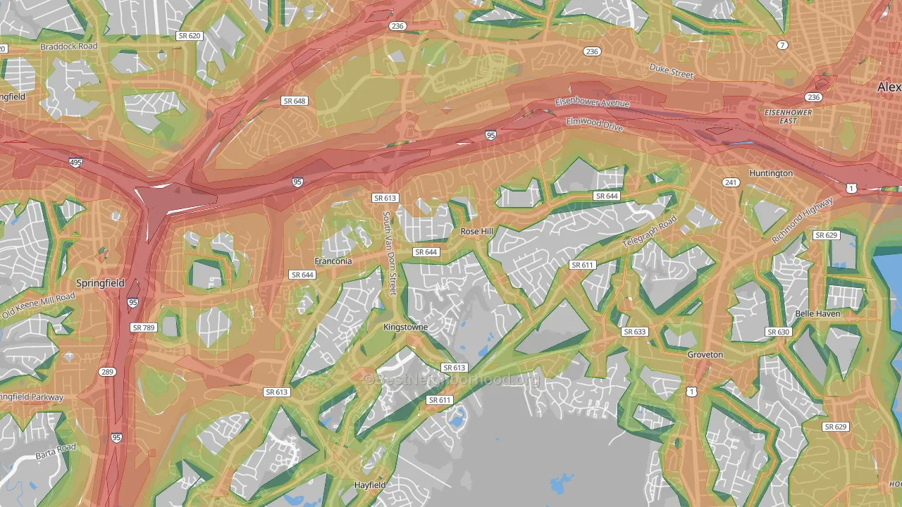22310, VA Map of Noise Levels in 22310