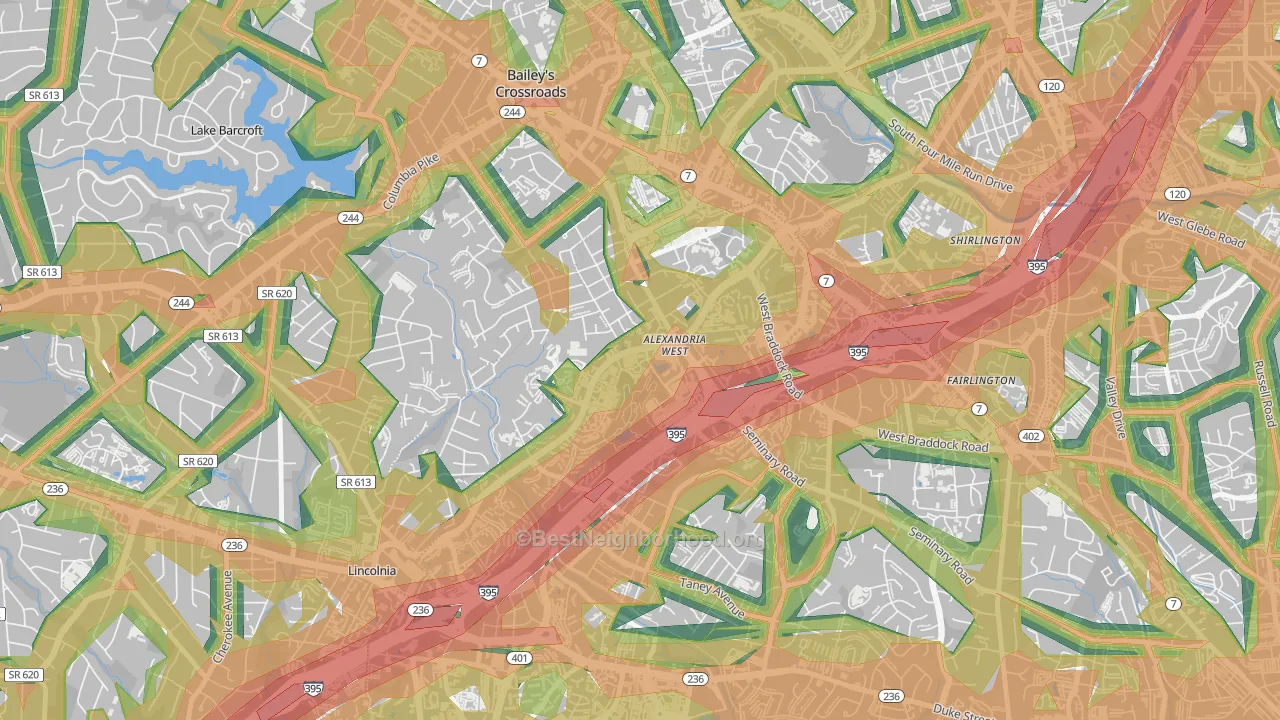 22311, VA Map of Noise Levels in 22311
