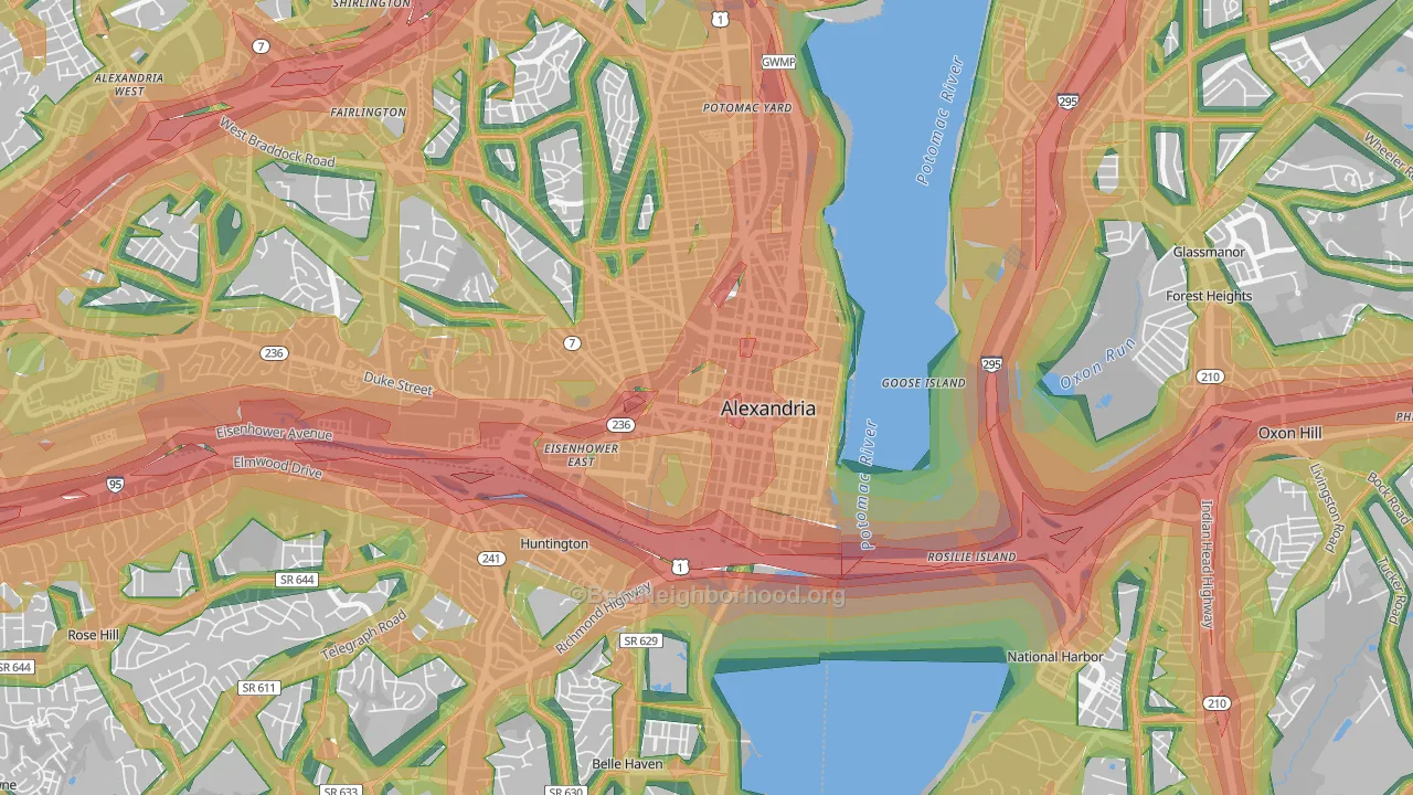 22314, VA Map of Noise Levels in 22314