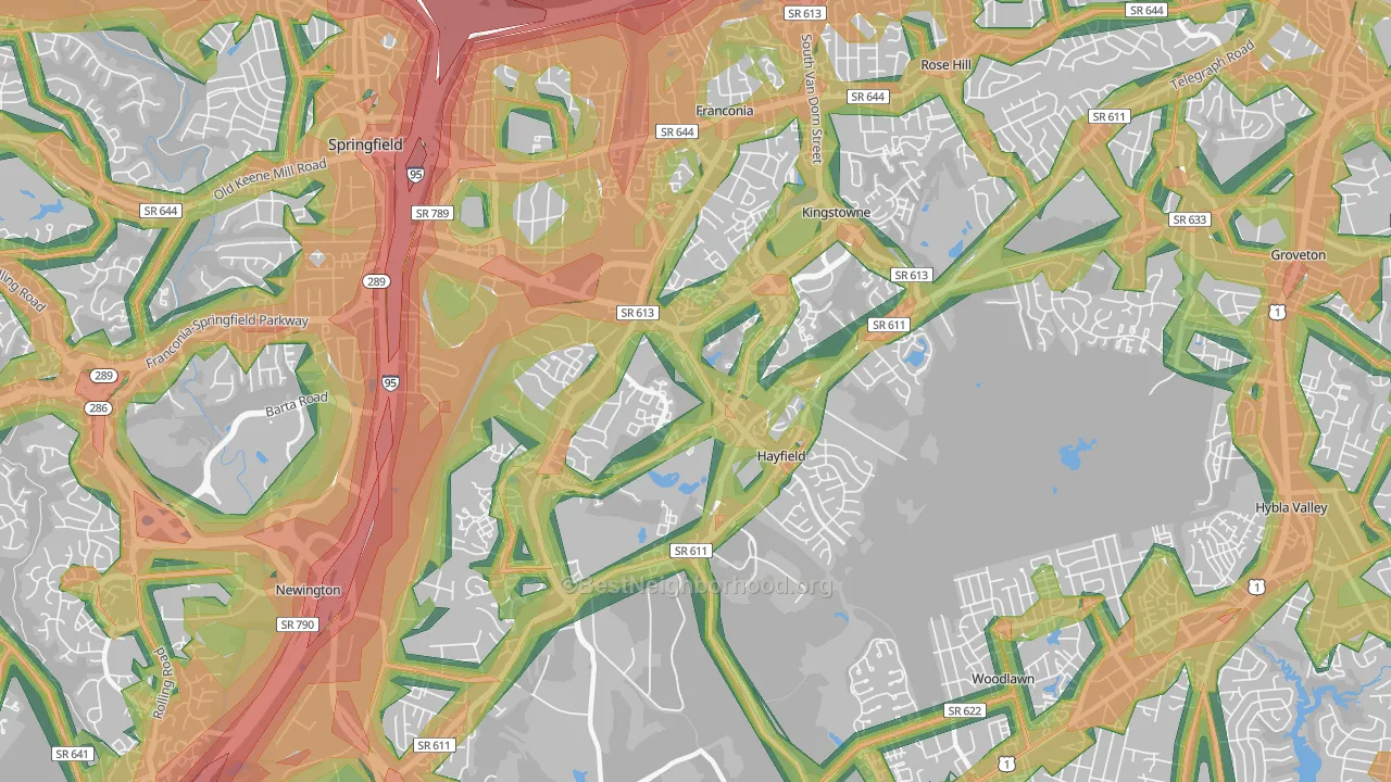 22315, VA Map of Noise Levels in 22315