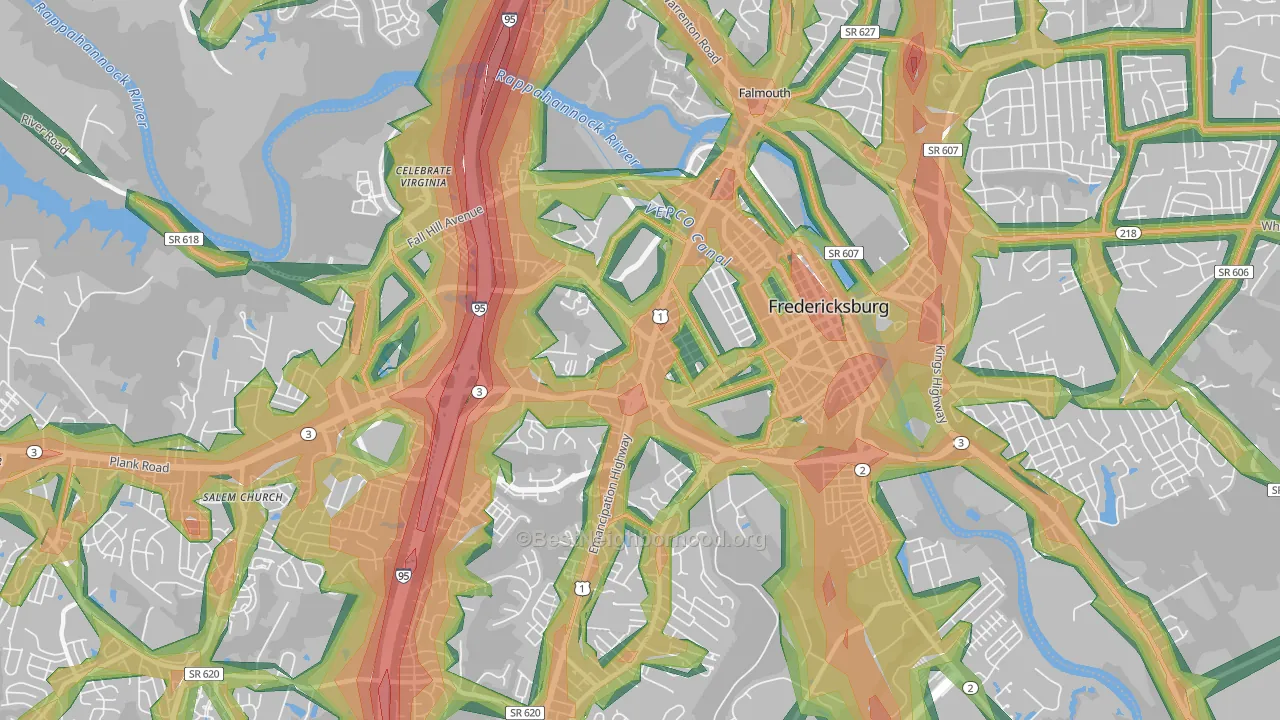 22401, VA Map of Noise Levels in 22401