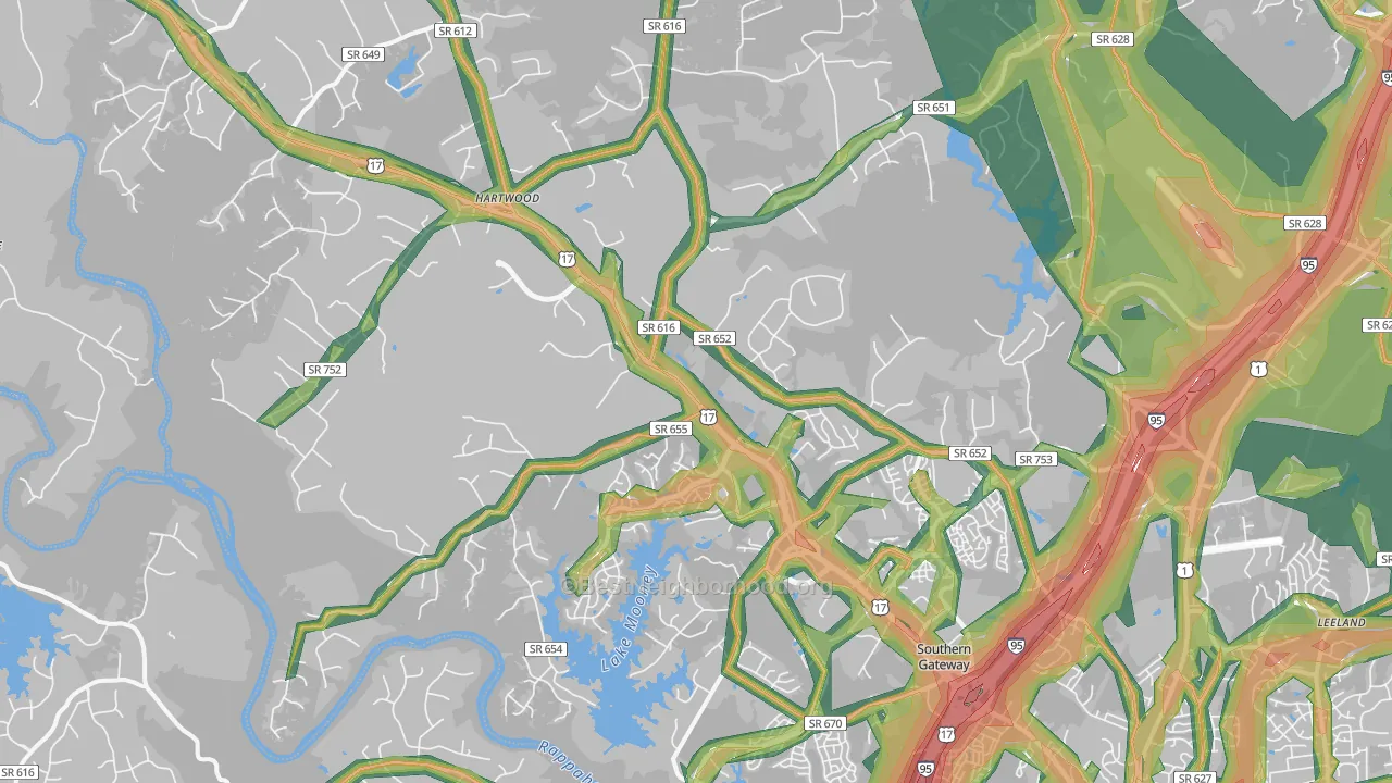 22406, VA Map of Noise Levels in 22406